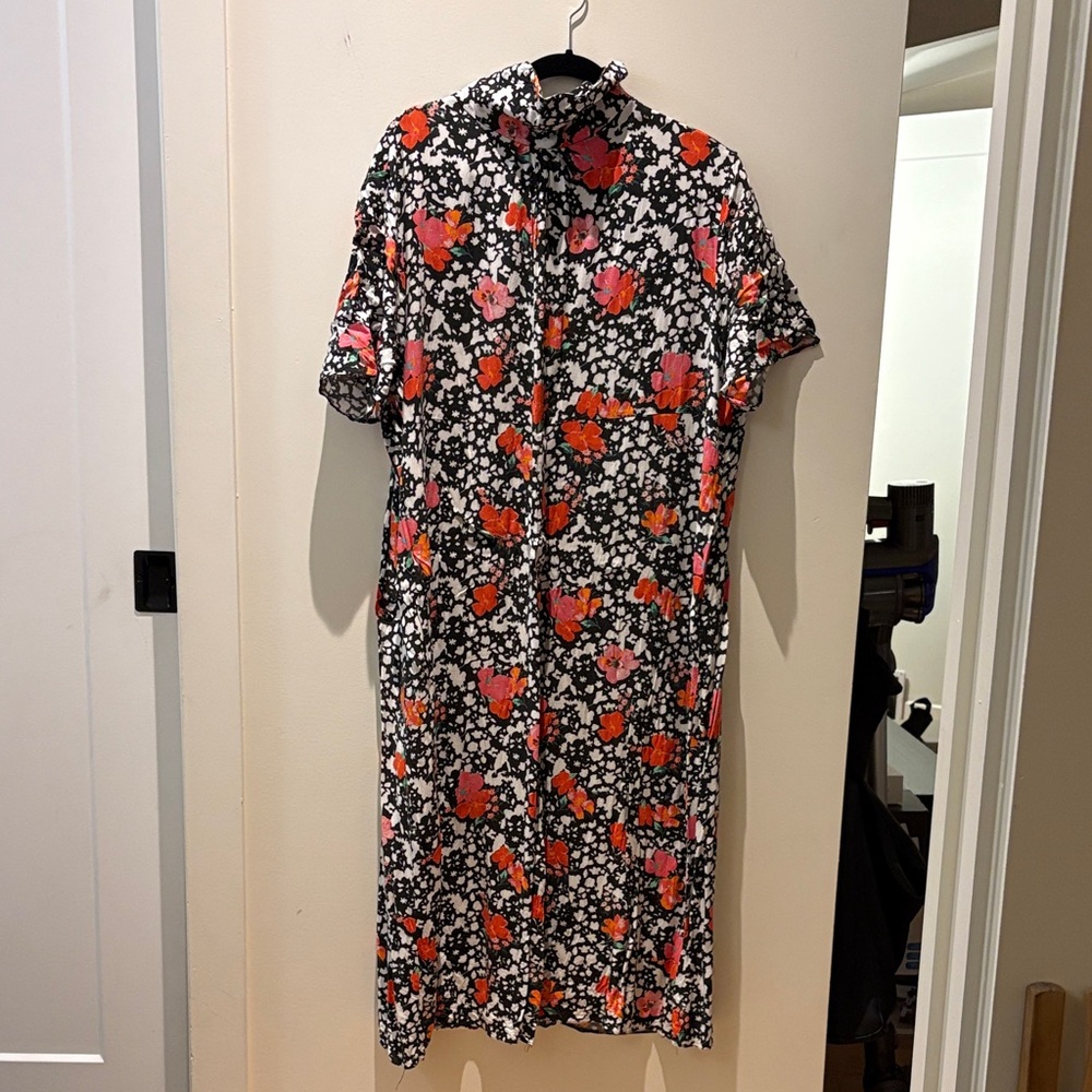 ASOS Black and Red Floral Midi Dress